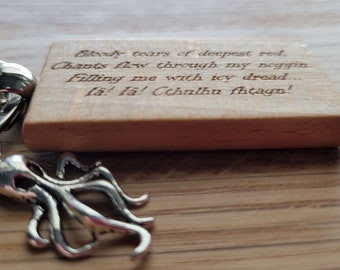 Original Cthulhu Poem - Old One Charm - Laser Engraved Wooden Keychain