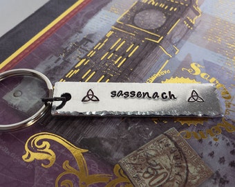 Sassenach - Scottish Gaelic Hand Stamped Aluminum Key Chain Fob