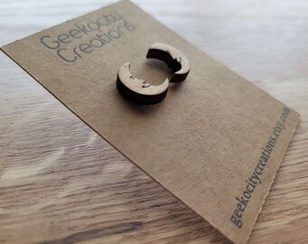 Man in the Crescent Moon - Laser Cut Wooden Stud Earrings