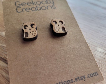 Owls - Laser Cut Wooden Stud Earrings