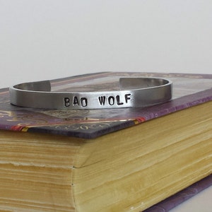 BAD WOLF - Aluminum Bracelet Cuff - Hand Stamped