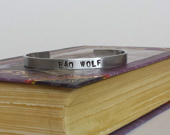 BAD WOLF - Aluminum Bracelet Cuff - Hand Stamped