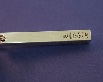 Wibbly Wobbly Timey Wimey - Hand Stamped Aluminum Bar Key Chain Fob