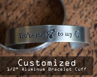 Custom Personalized 1/2" Aluminum Bracelet Cuff - Hand Stamped