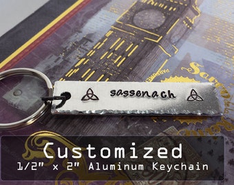 Custom Personalized 1/2" x 2" Aluminum Key Chain Fob - Hand Stamped