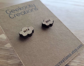 WTF - Laser Cut Wooden Stud Earrings