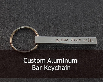 Custom Hand Stamped Aluminum Bar Keychain - Personalized Accessory
