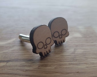 Skulls - Laser Cut Wooden Cufflinks