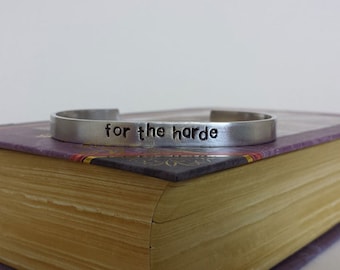 For the Horde - For the Alliance - Hand Stamped Aluminum Bracelet Cuff