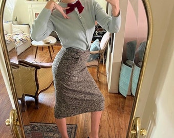 1960s Wool Tweed Pencil Skirt