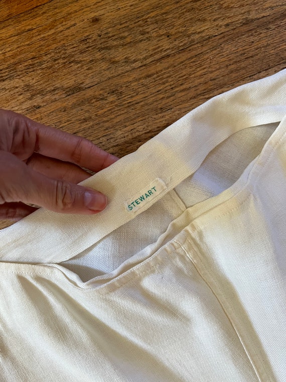 1930s  Cotton Linen Beach Pajamas Wide Leg Chevro… - image 5