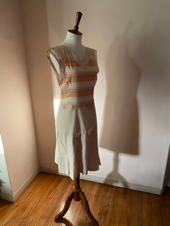 1930s Art Deco Rare Silk Cotton Sports Dress Small