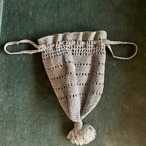 1920s 30s Light Blue Crochet Purse Pouch image 3