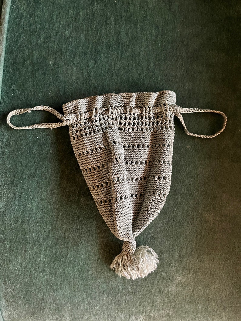 1920s 30s Light Blue Crochet Purse Pouch image 3