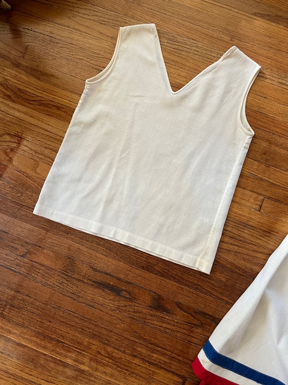 1930s  Cotton Linen Beach Pajamas Wide Leg Chevro… - image 4