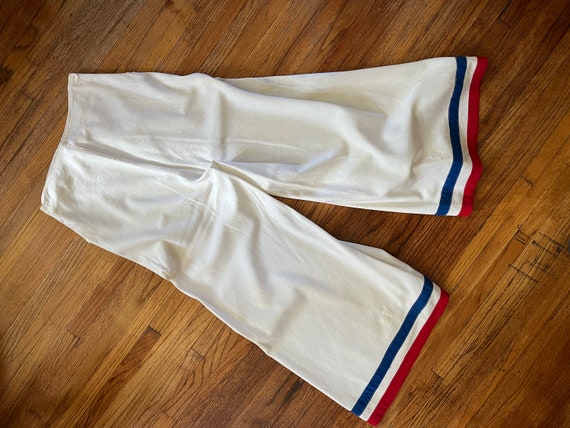 1930s  Cotton Linen Beach Pajamas Wide Leg Chevro… - image 2