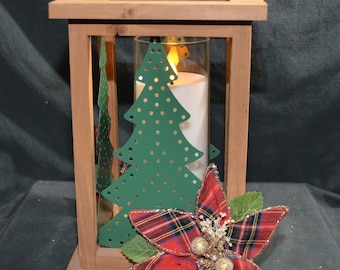 Christmas Tree lantern with poinsettia flowers