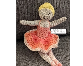 Ballerina Doll Crochet Pattern - PDF download, detailed step by step instructions - Ballet Dancer, Crochet, Dance Doll, Customizable