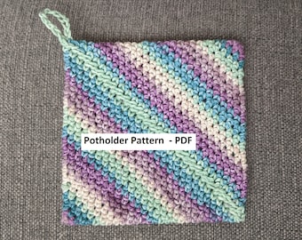 Crochet Potholder Pattern - Double Sided- PDF download, beginner crochet, Hot Pad, Trivet, pot holder