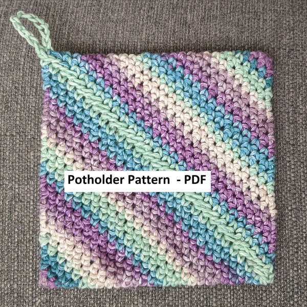 Patrón de agarradera de ganchillo - Doble cara- Descarga en PDF, crochet para principiantes, Hot Pad, Trivet, agarradera