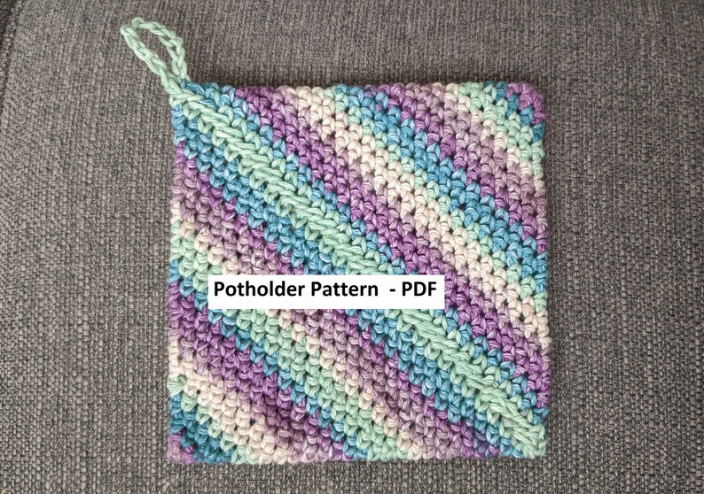 Crochet Potholder Pattern Double Sided PDF download, beginner crochet, Hot Pad, Trivet, pot holder image 1