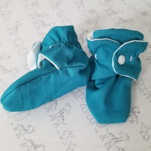 Baby Booties with Snaps, Custom Fabrics. Will not fall off Handmade. Cotton or Fleece. image 2