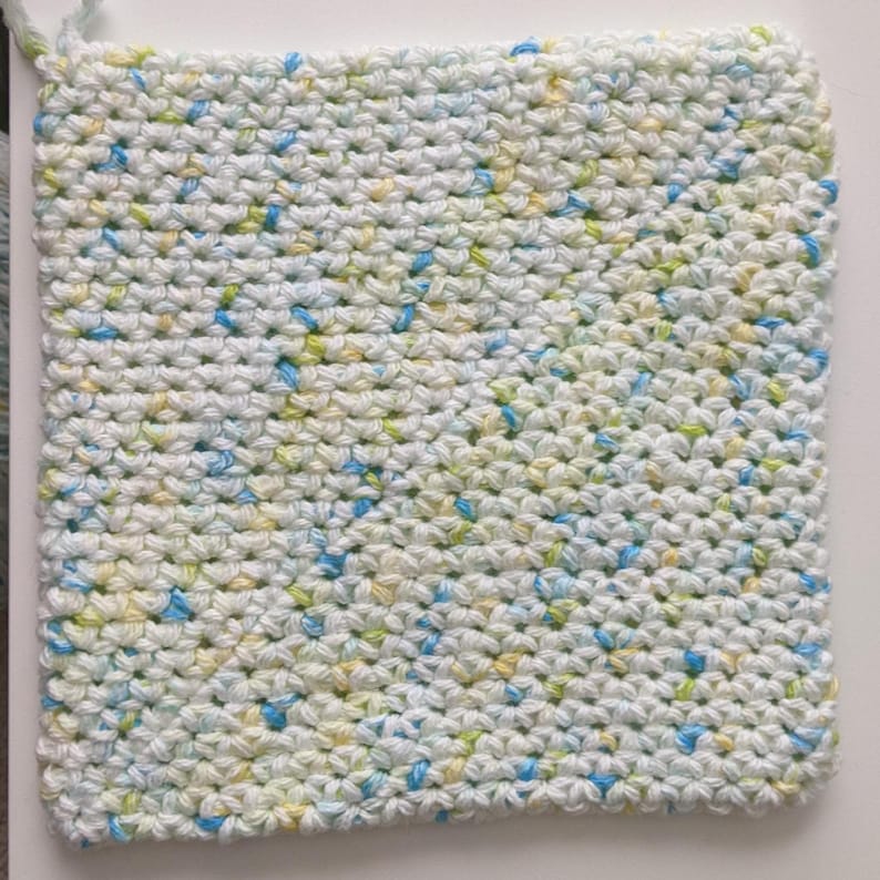 Crochet Pot Holder - Handmade & Machine Washable 100% Cotton White speckled