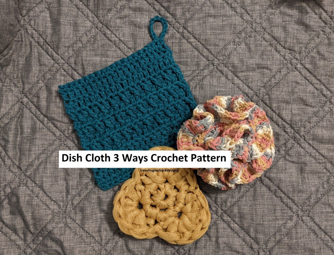 Dish Script Crochet Pattern Crochet 3 Dish Cloth Patterns - 3 Patterns Included- PDF Download ...