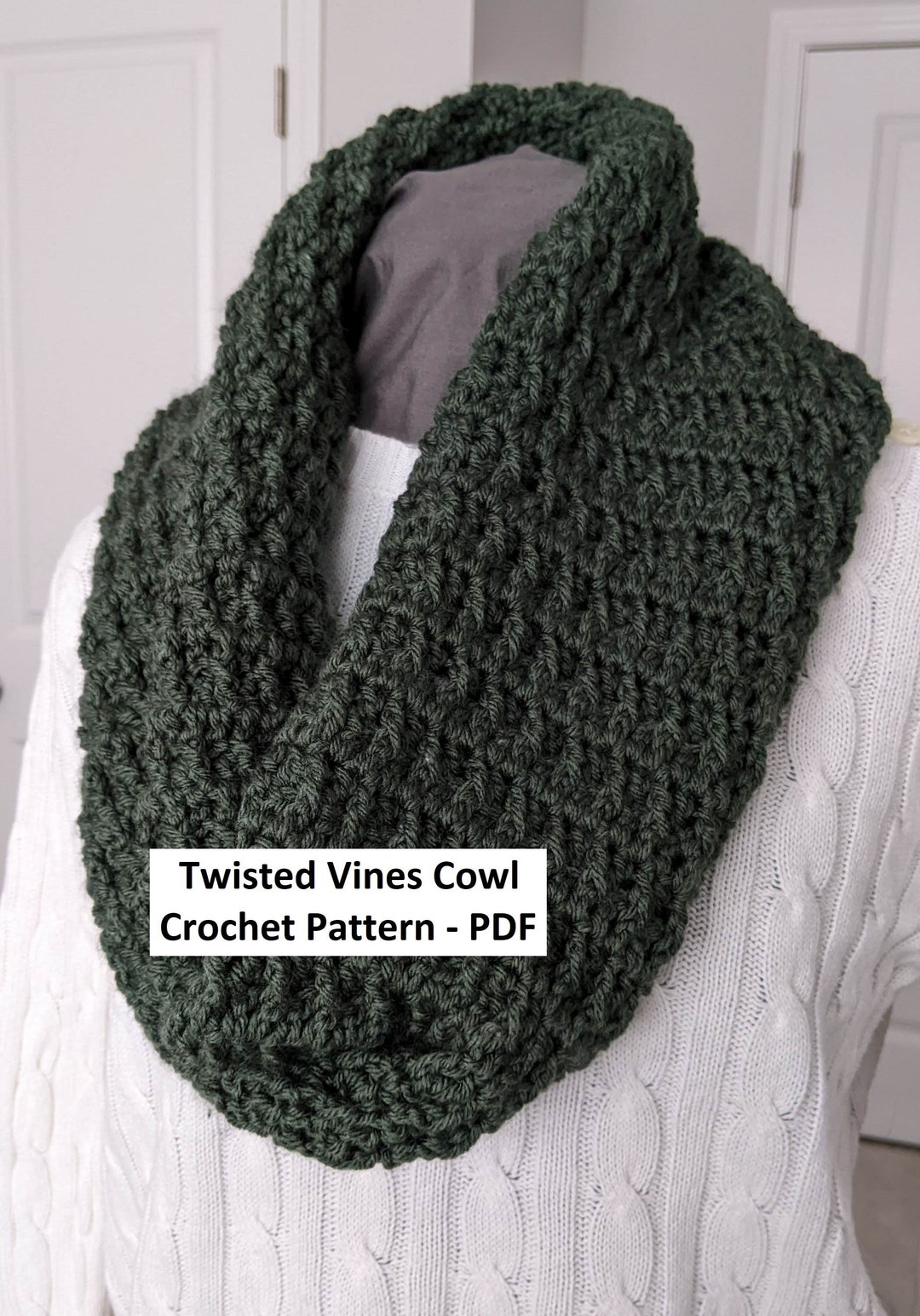 Twisted Vines Cowl Crochet Pattern - Infinity Scarf, Snood - PDF ...