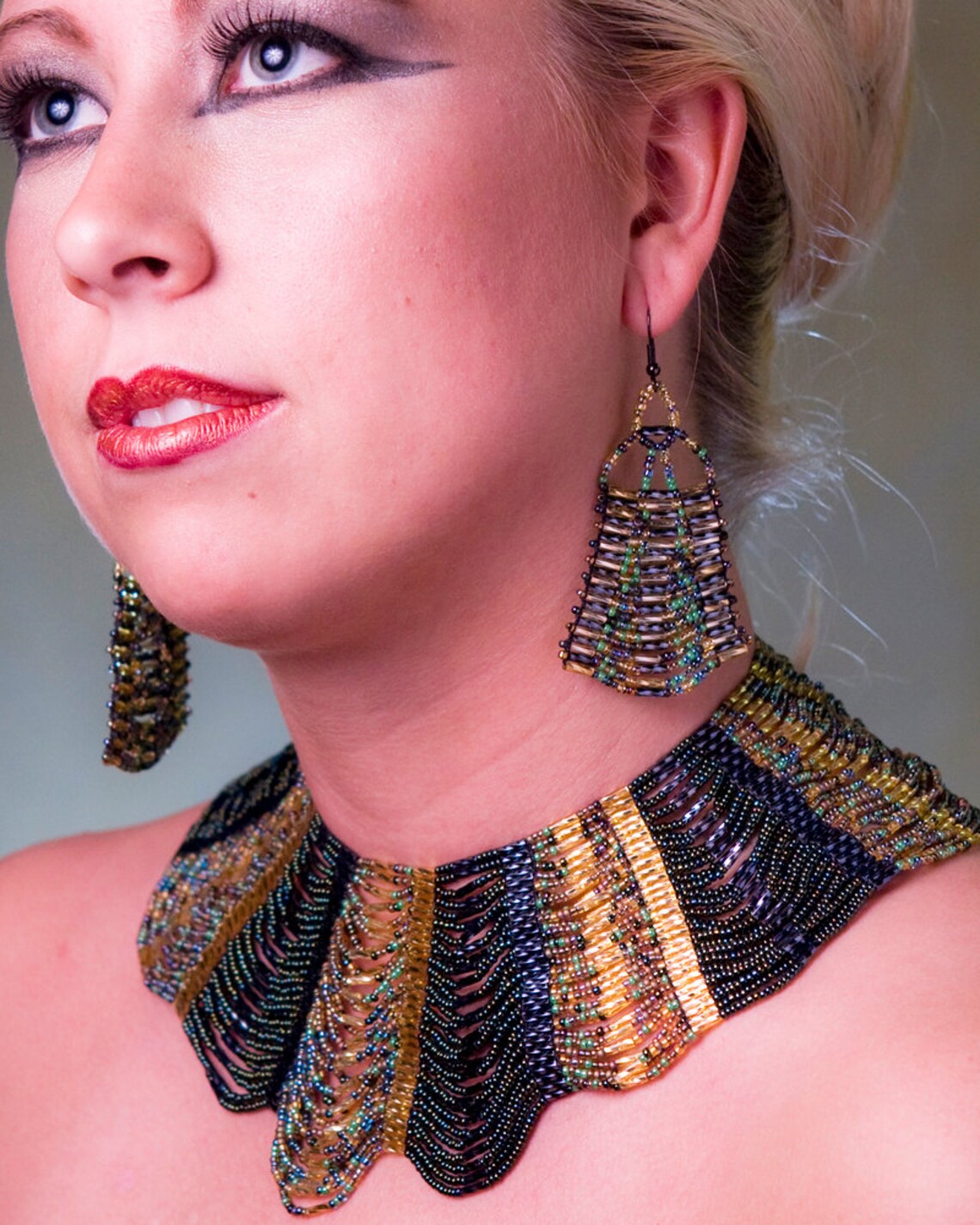 Bib NecklaceEgyptian Bib Style Jewelry Cleopatra Necklace Etsy