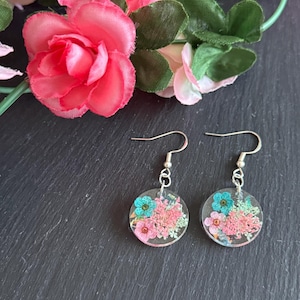 Pressed flower drop earrings (Sterling silver hooks)