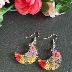 Pressed flower drop earrings (Sterling silver hooks)