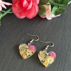 Pressed flower drop earrings (Sterling silver hooks)