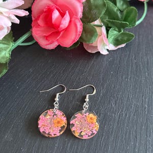 Pressed flower drop earrings (Sterling silver hooks)