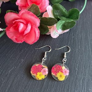 Pressed flower drop earrings (Sterling silver hooks)