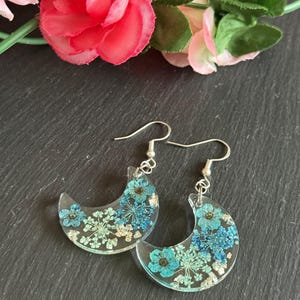 Pressed flower drop earrings (Sterling silver hooks)