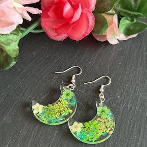 Pressed flower drop earrings (Sterling silver hooks)