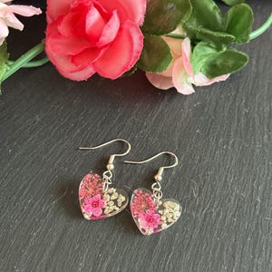 Pressed flower drop earrings (Sterling silver hooks)