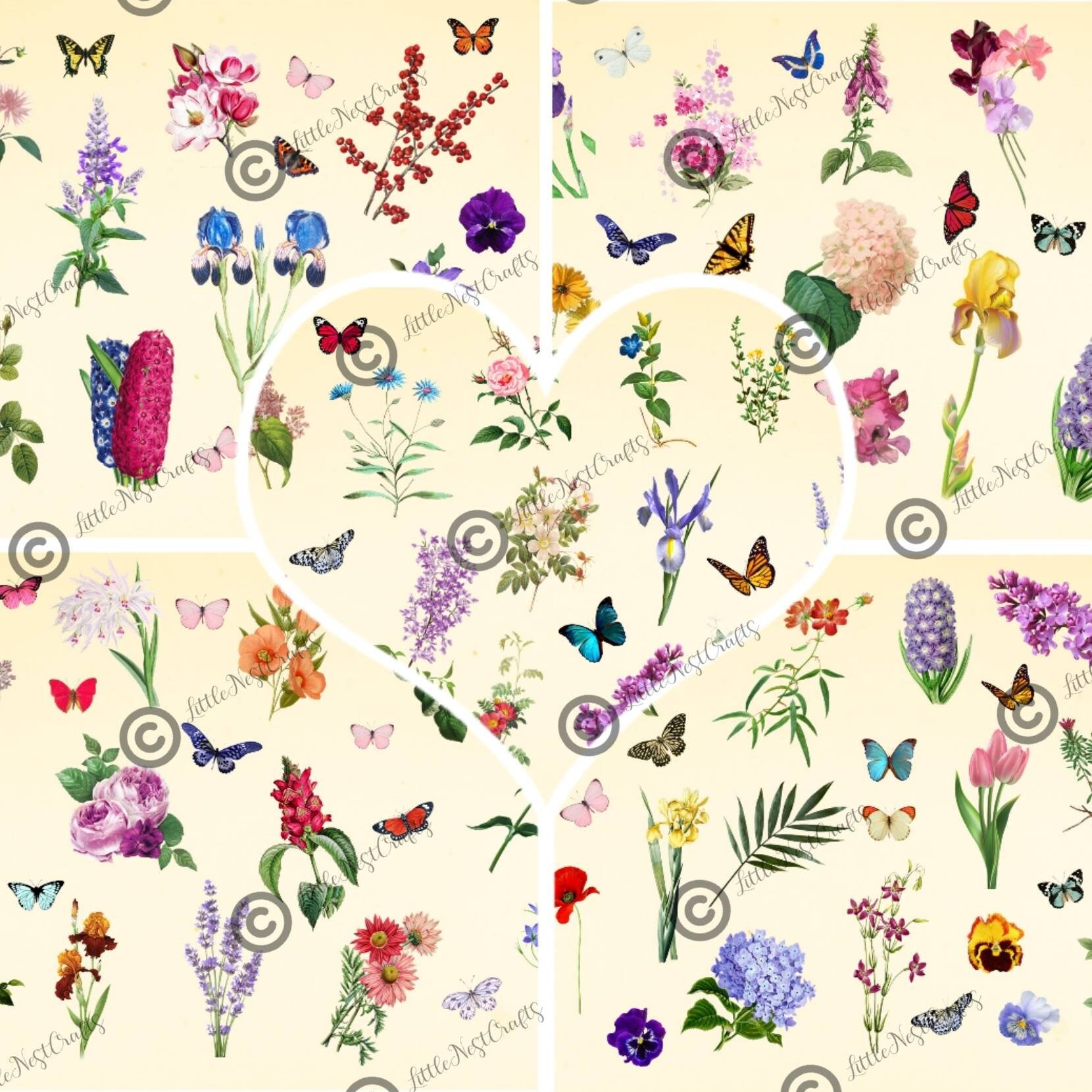 Whale Tail Punch Style Tabs Wild Flower Themed 