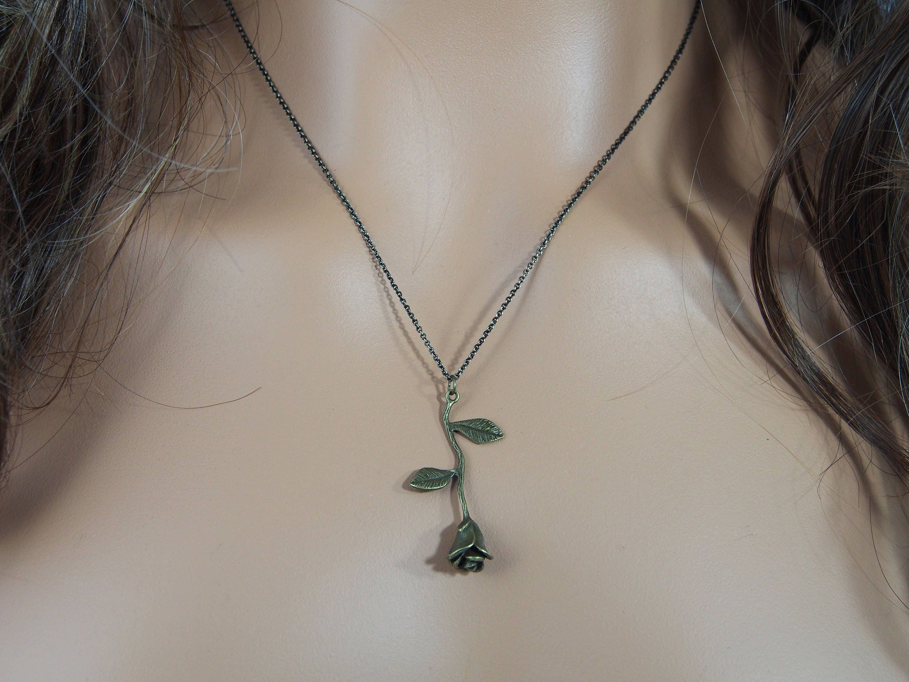 Matte Bronze Belle Rose Necklace Beauty 