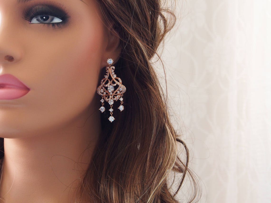 Orecchini Da Sposa A Goccia Con Zirconi Cubici / Orecchini Da - Foto 7