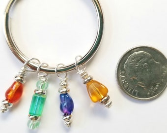 Rainbow Glass Bead Stitch Markers Hand Crafted