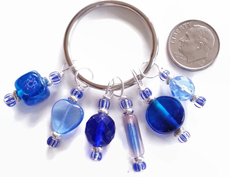 Stitch Marker Glass Bead Stitch Markers Blue Stitch Markers Etsy