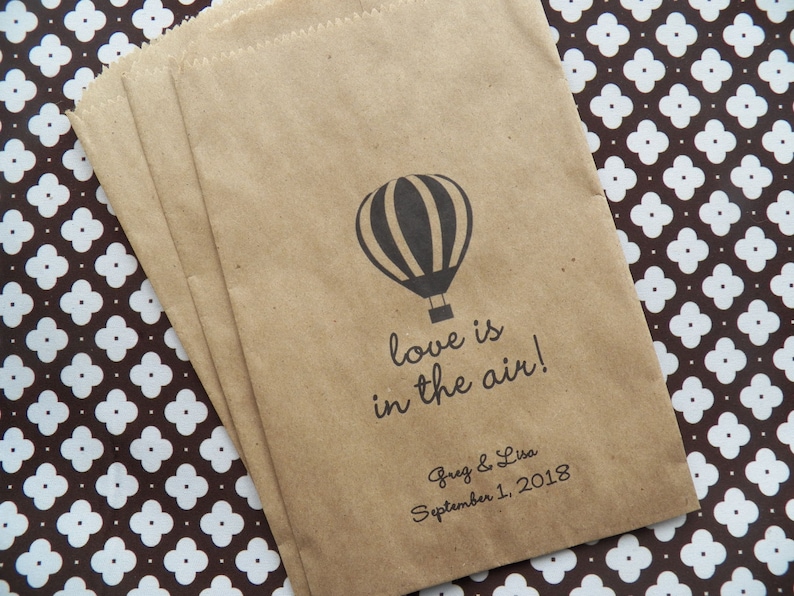 Love is in the Air Favor Bags Personalized Wedding Treat Bags Hot Air Balloon Favor Bags 50 Wedding Favor Bags Bridal Shower Favor Bag