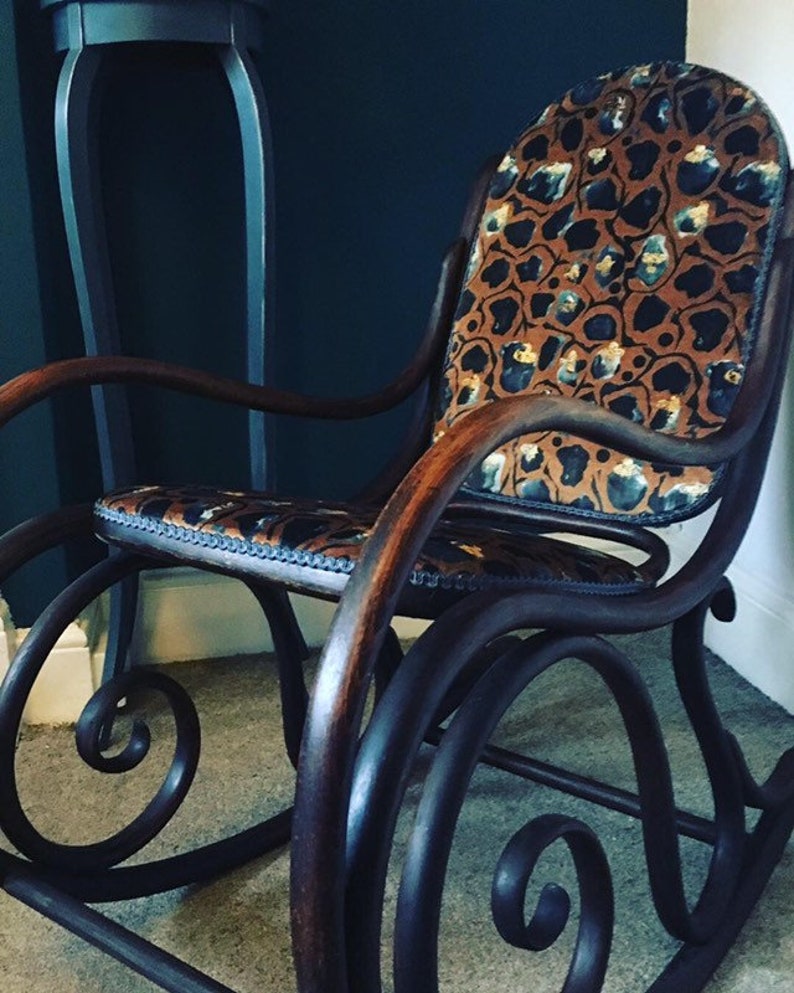 bentwood rocker upholstered in anna hayman designer fabric