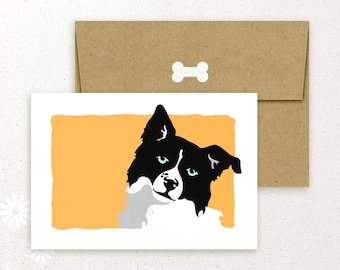 Border Collie hand-silkscreened note card