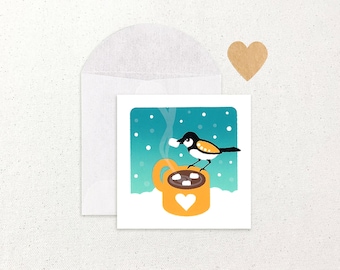 Cocoa Bird hand screenprinted mini notecards / Set of 4