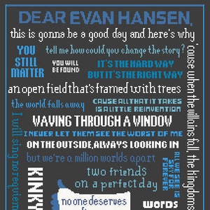 Dear Evan Hansen Songs - PDF Cross Stitch Pattern