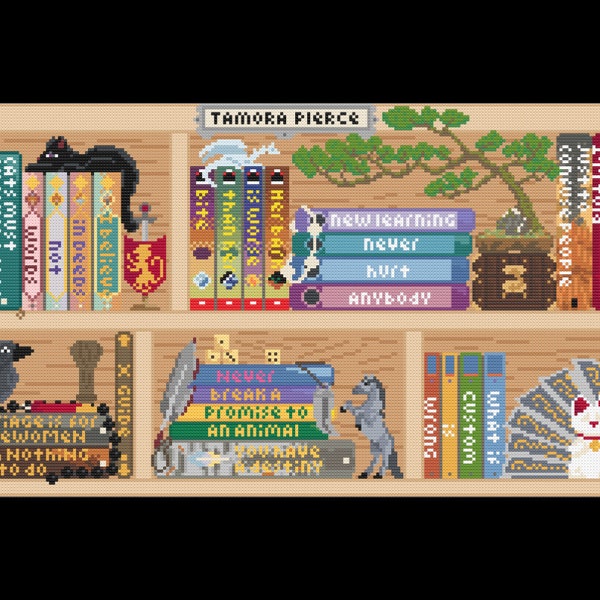Tamora Pierce Bookshelves - Completed 2021 SAL - Cross Stitch Pattern