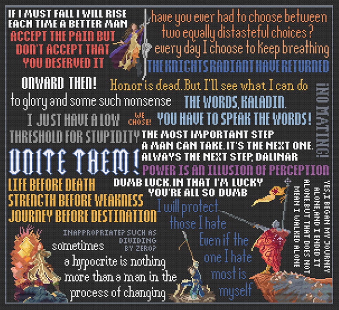 Stormlight Archive Quotes XL PDF Cross Stitch Patterns - Etsy UK